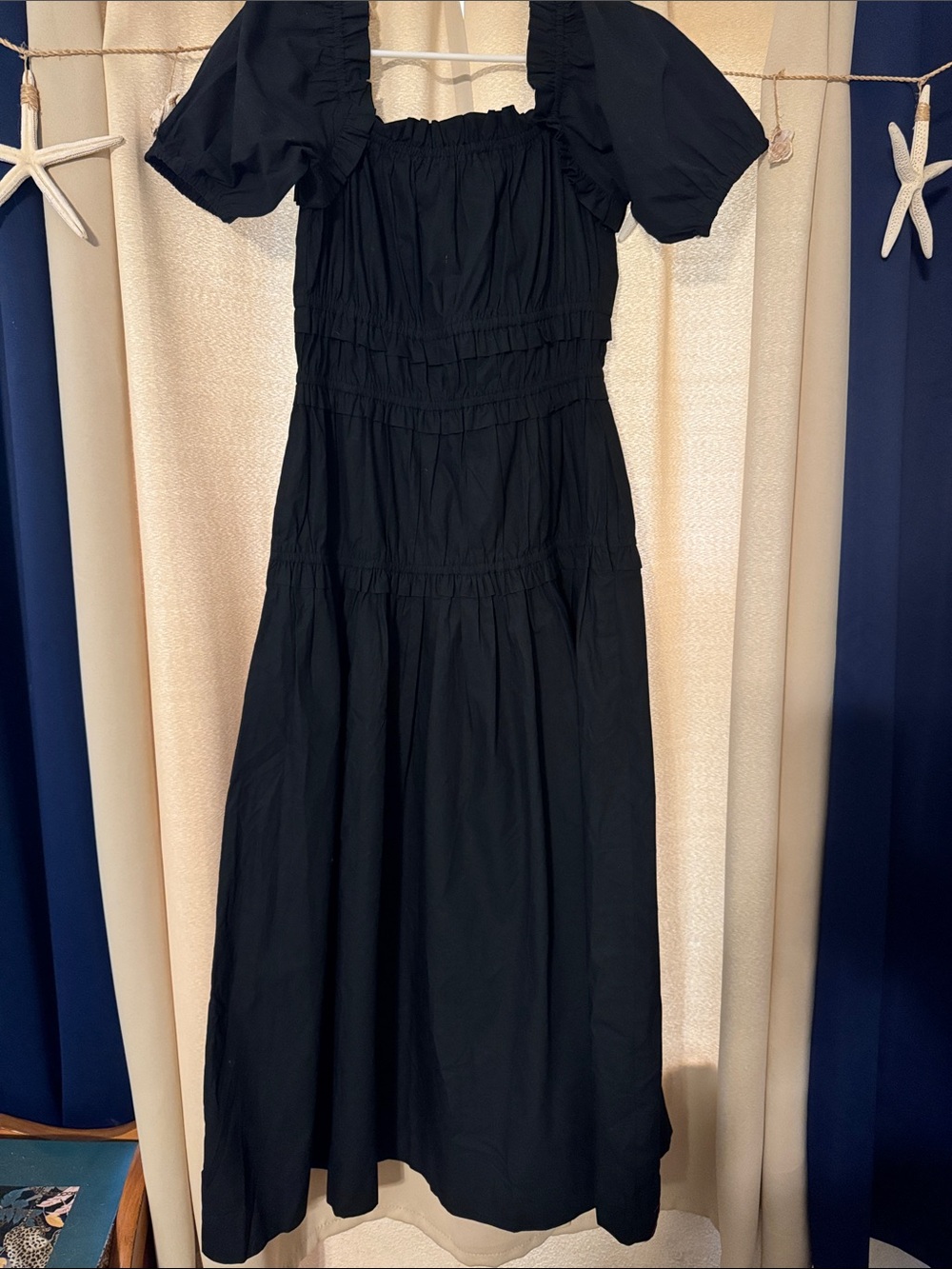 GRETCHEN SCOTT Ruffle Up Classic Black Maxi Dress 👗